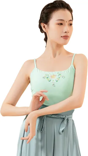 Angcoco Women's Traditional Embroideried Light Padded Strappy Tank Basic Camisole
