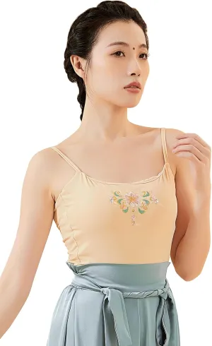 Angcoco Women's Traditional Embroideried Light Padded Strappy Tank Basic Camisole