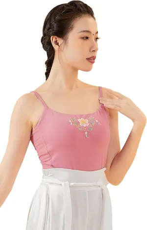 Angcoco Women's Traditional Embroideried Light Padded Strappy Tank Basic Camisole