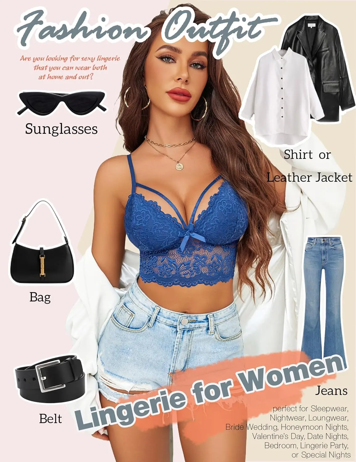 Avidlove Lace Bralette for Women Lingerie Spaghetti Adjustable Strap Tank Camisole Crop Top