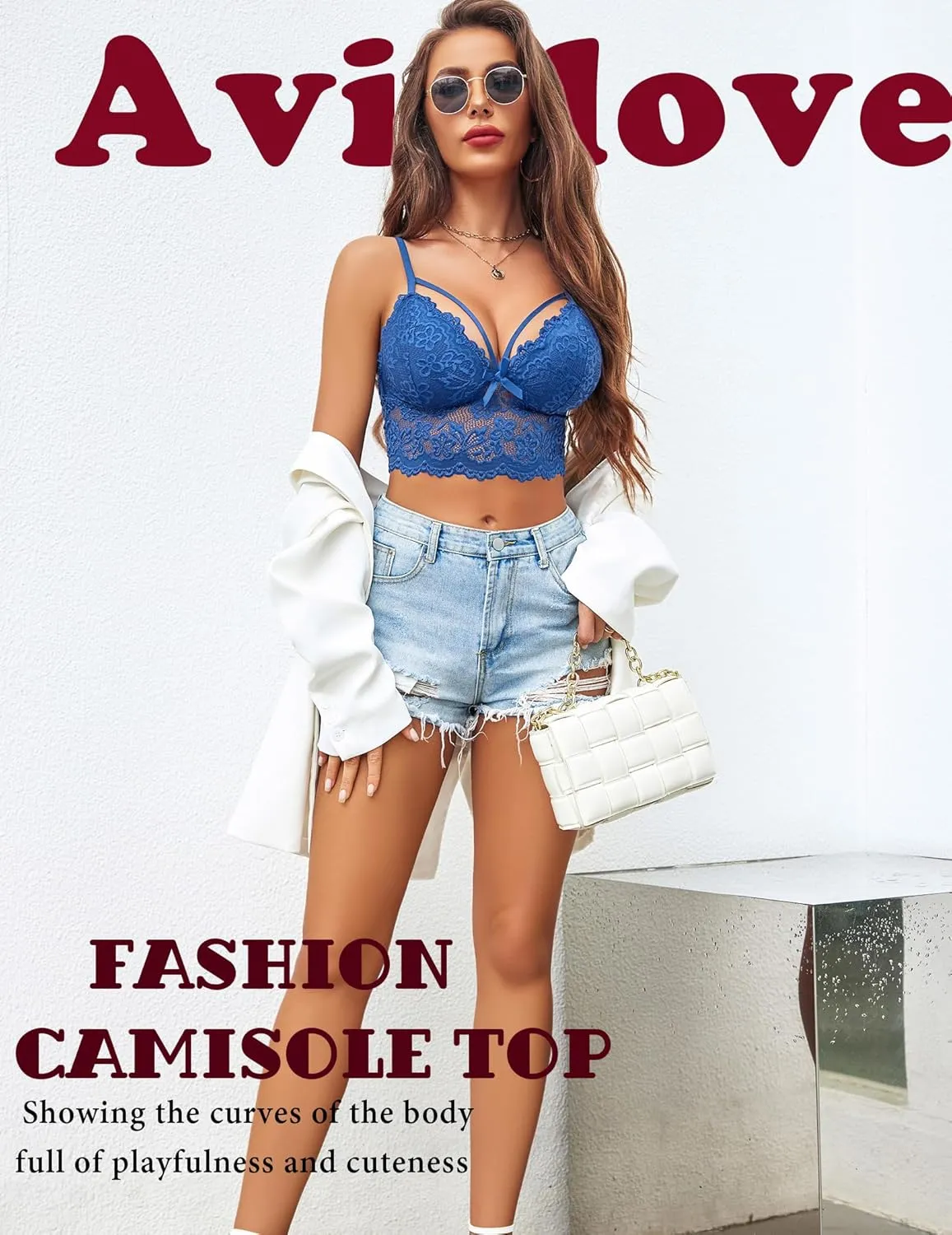 Avidlove Lace Bralette for Women Lingerie Spaghetti Adjustable Strap Tank Camisole Crop Top
