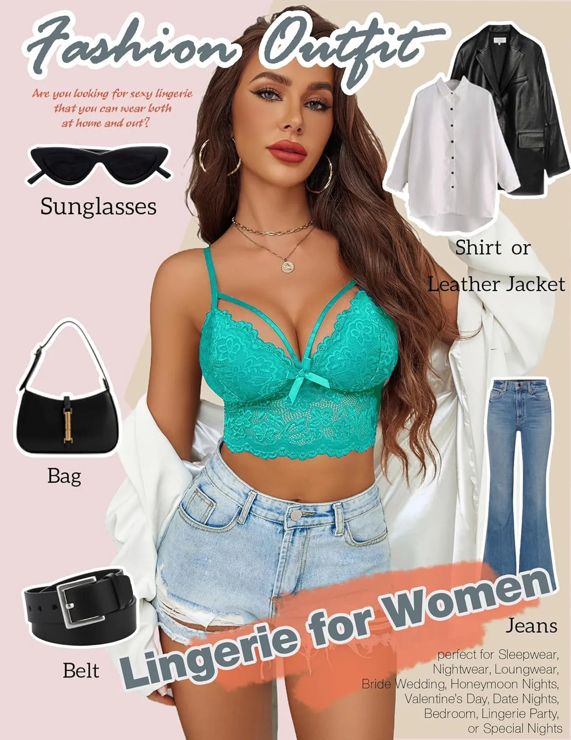 Avidlove Lace Bralette for Women Lingerie Spaghetti Adjustable Strap Tank Camisole Crop Top