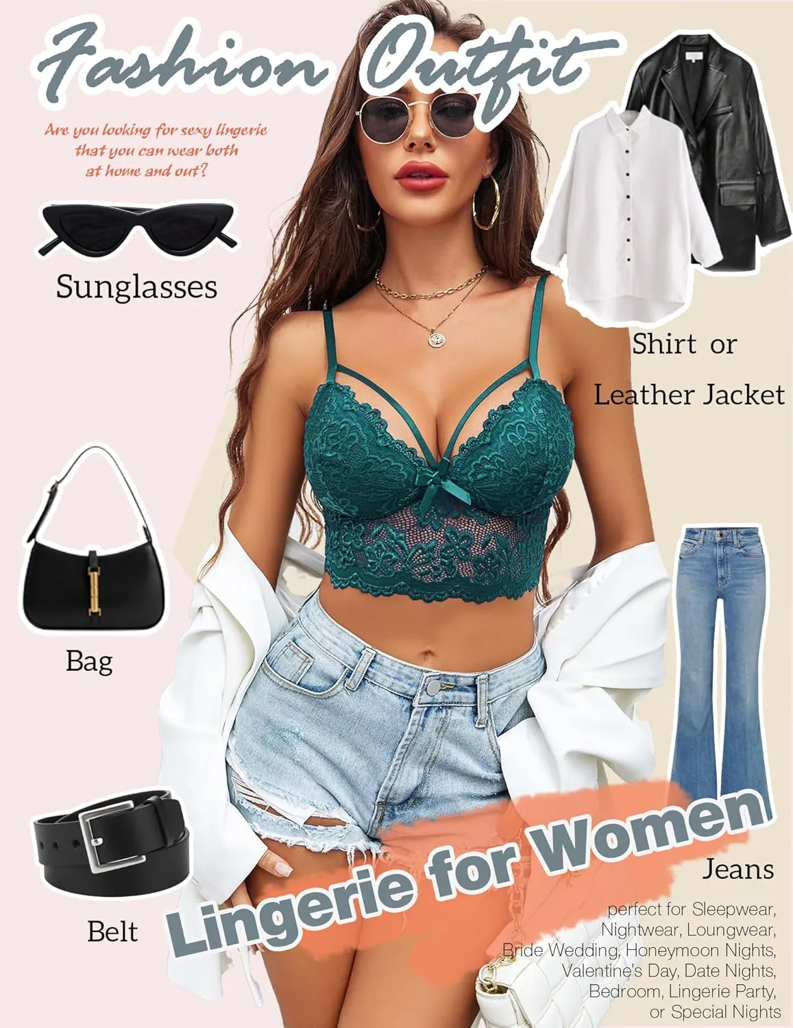 Avidlove Lace Bralette for Women Lingerie Spaghetti Adjustable Strap Tank Camisole Crop Top