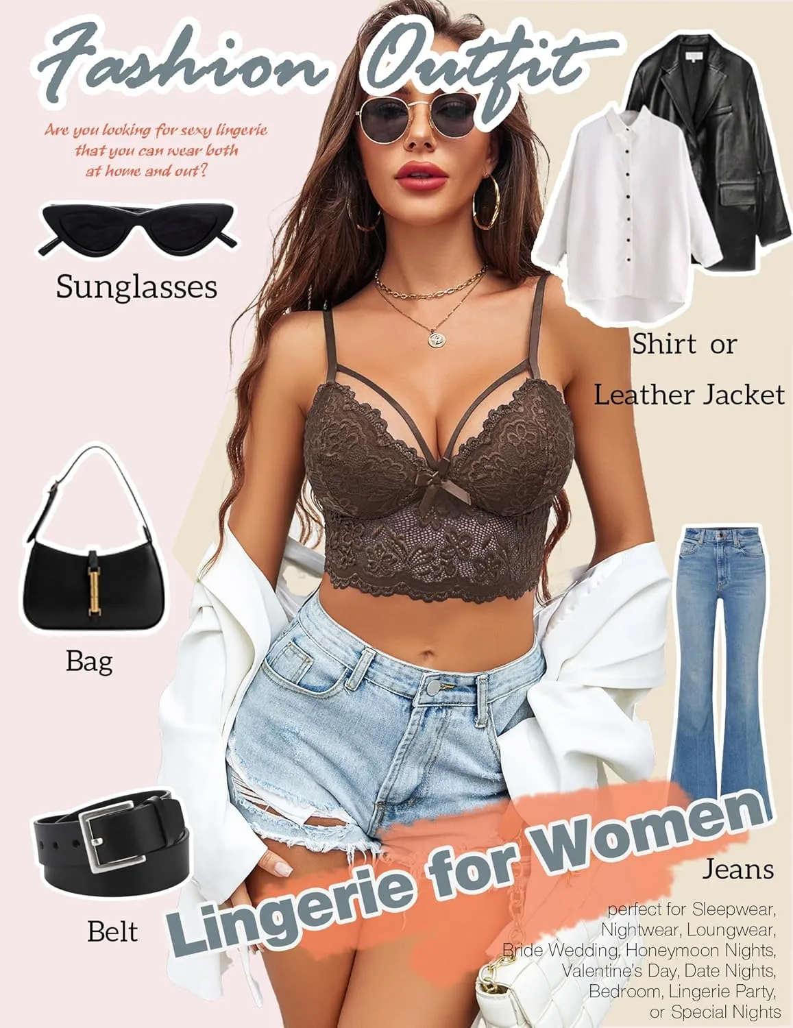 Avidlove Lace Bralette for Women Lingerie Spaghetti Adjustable Strap Tank Camisole Crop Top