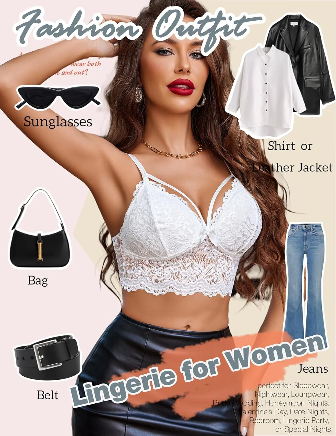 Avidlove Lace Bralette for Women Lingerie Spaghetti Adjustable Strap Tank Camisole Crop Top