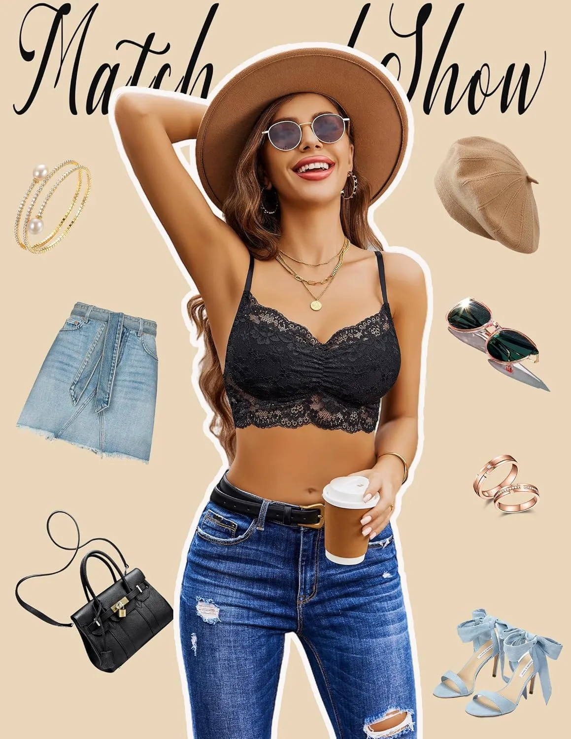 Avidlove Lace Bralette for Women V Neck Cami Tank Y2k Camisoles Adjustable Spaghetti Strap Crop Top