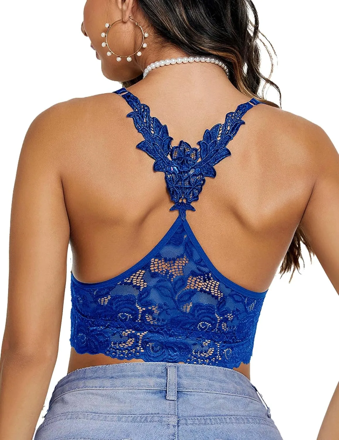 Avidlove Lace Bralettes for Women Padded Bralette Camisole Racerback Crop Top Floral Lace Bralettes V Neck