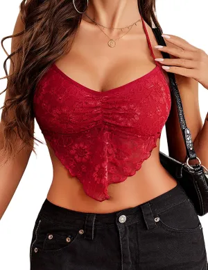 Avidlove Lace Tops for Women Sexy Crop Top Halter V Neck Cami Tank Y2K Camisoles 2025 Trendy