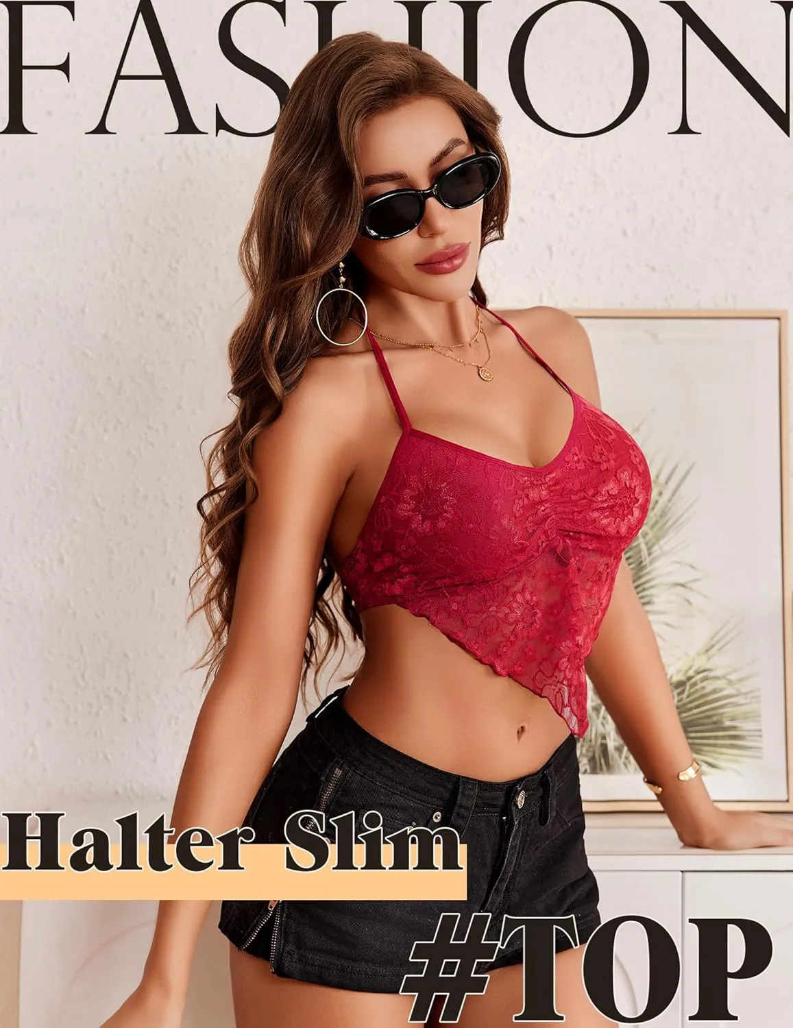 Avidlove Lace Tops for Women Sexy Crop Top Halter V Neck Cami Tank Y2K Camisoles 2025 Trendy