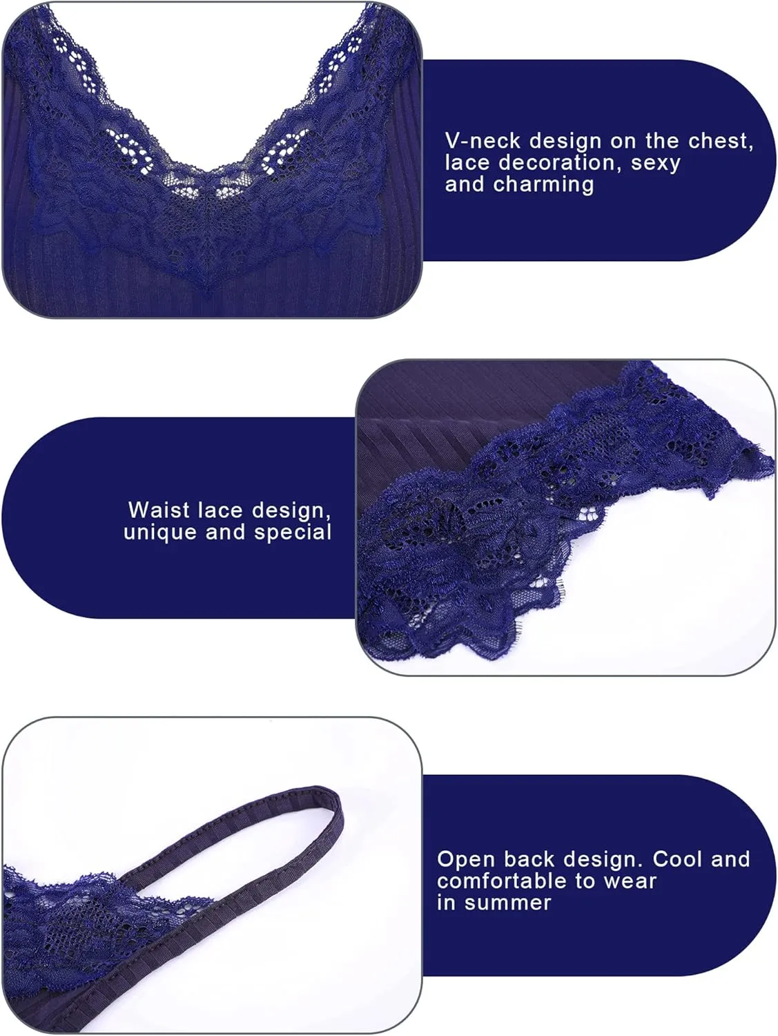 Bencailor 3 Pcs Women's Lace Tank Tops Y2k Camisole Lace Patchwork Crop Tops Grunge Style Ribbed Knitted Clothing