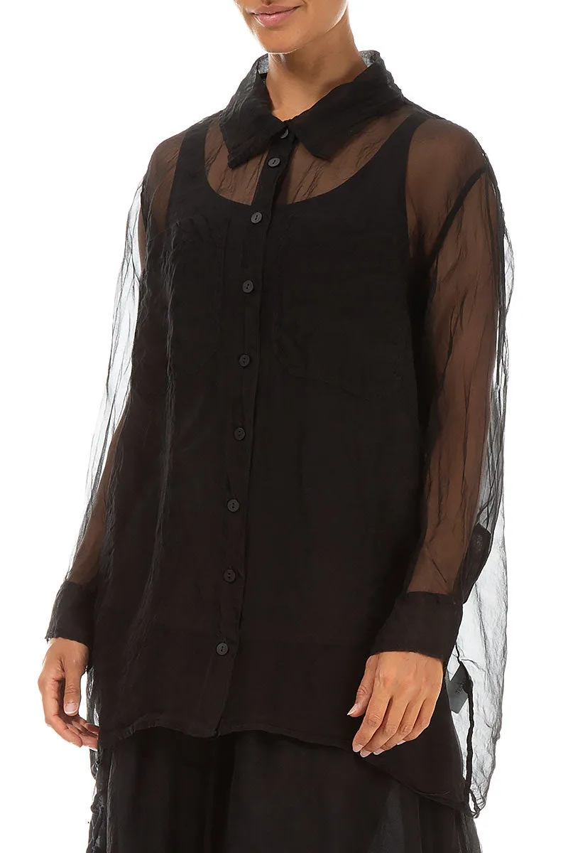 Black Silk Chiffon Shirt