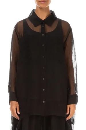 Black Silk Chiffon Shirt