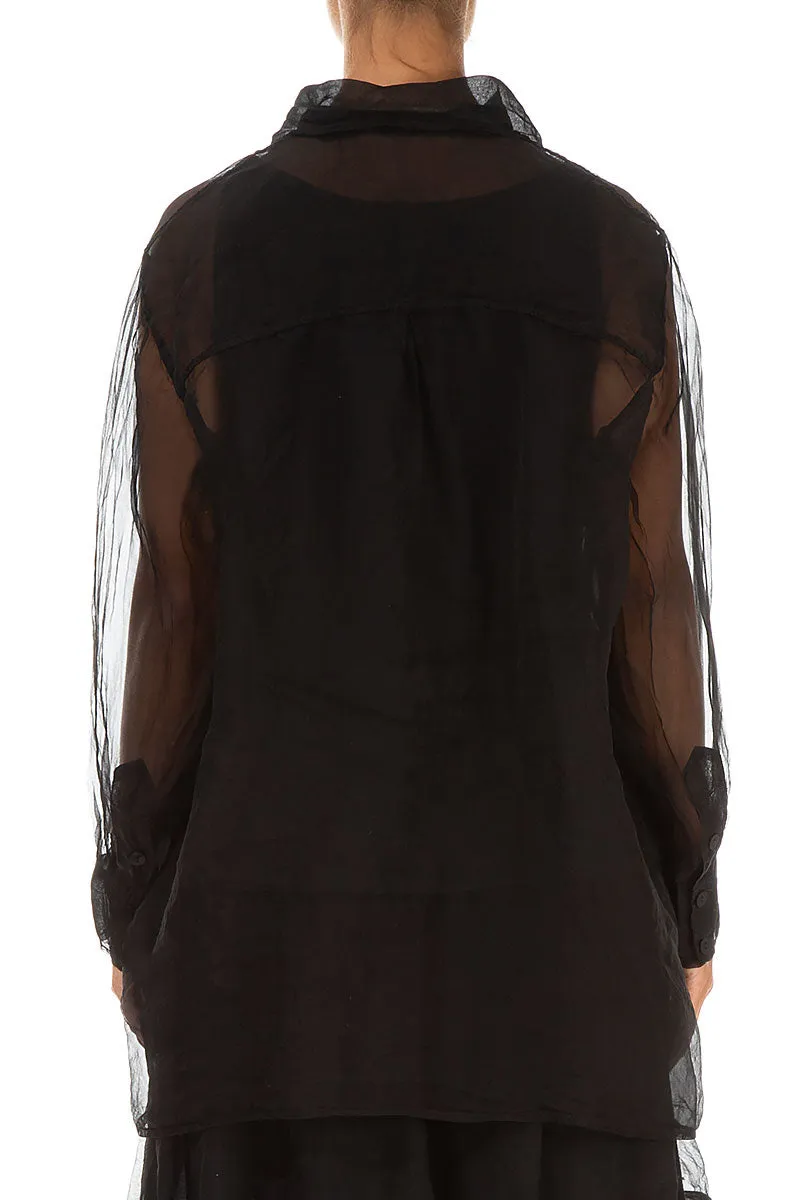 Black Silk Chiffon Shirt