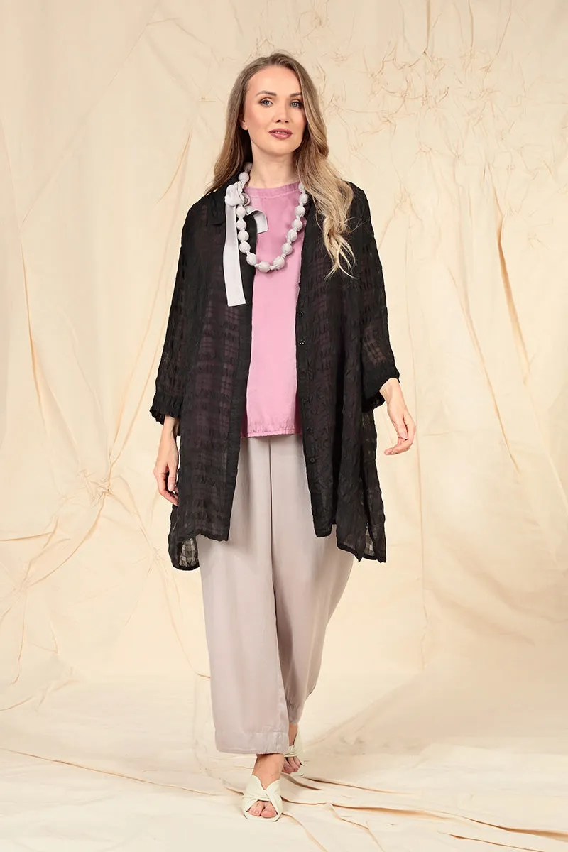 Black Textured Silk Shirt