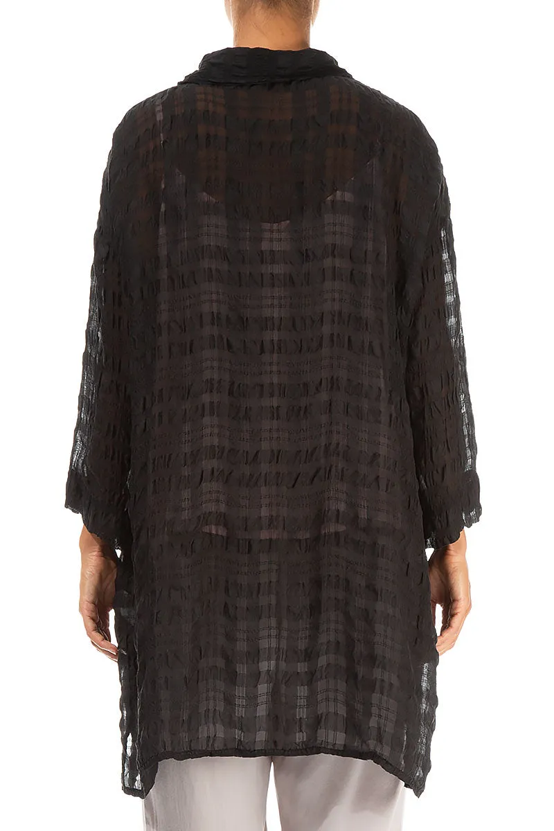 Black Textured Silk Shirt