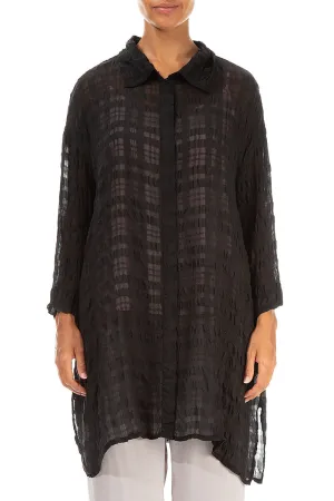 Black Textured Silk Shirt