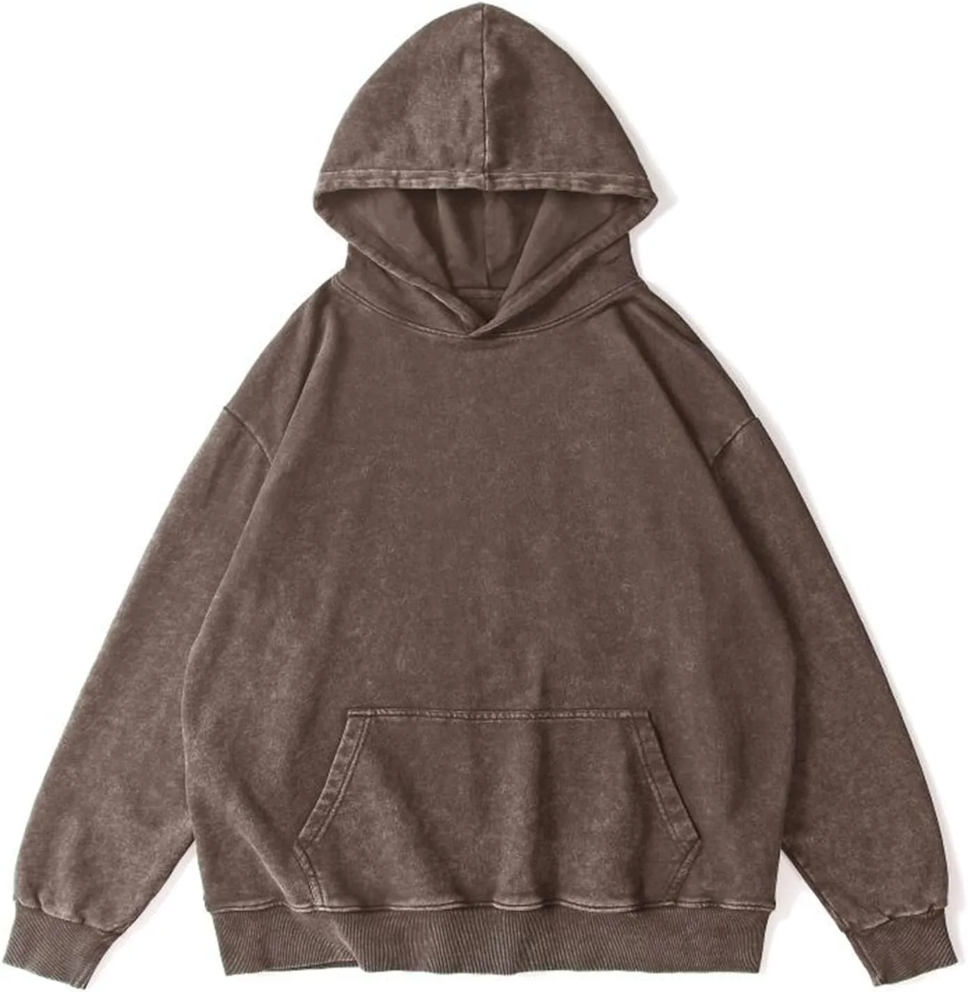 Bobeutou Oversized Hoodie Men Vintage Cotton Casual Hooded Sweatshirt Trendy Baggy Basic Hoodies Retro Pullover Streetwear