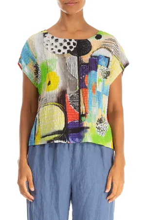 Boxy Artmaze Textured Silk Blouse