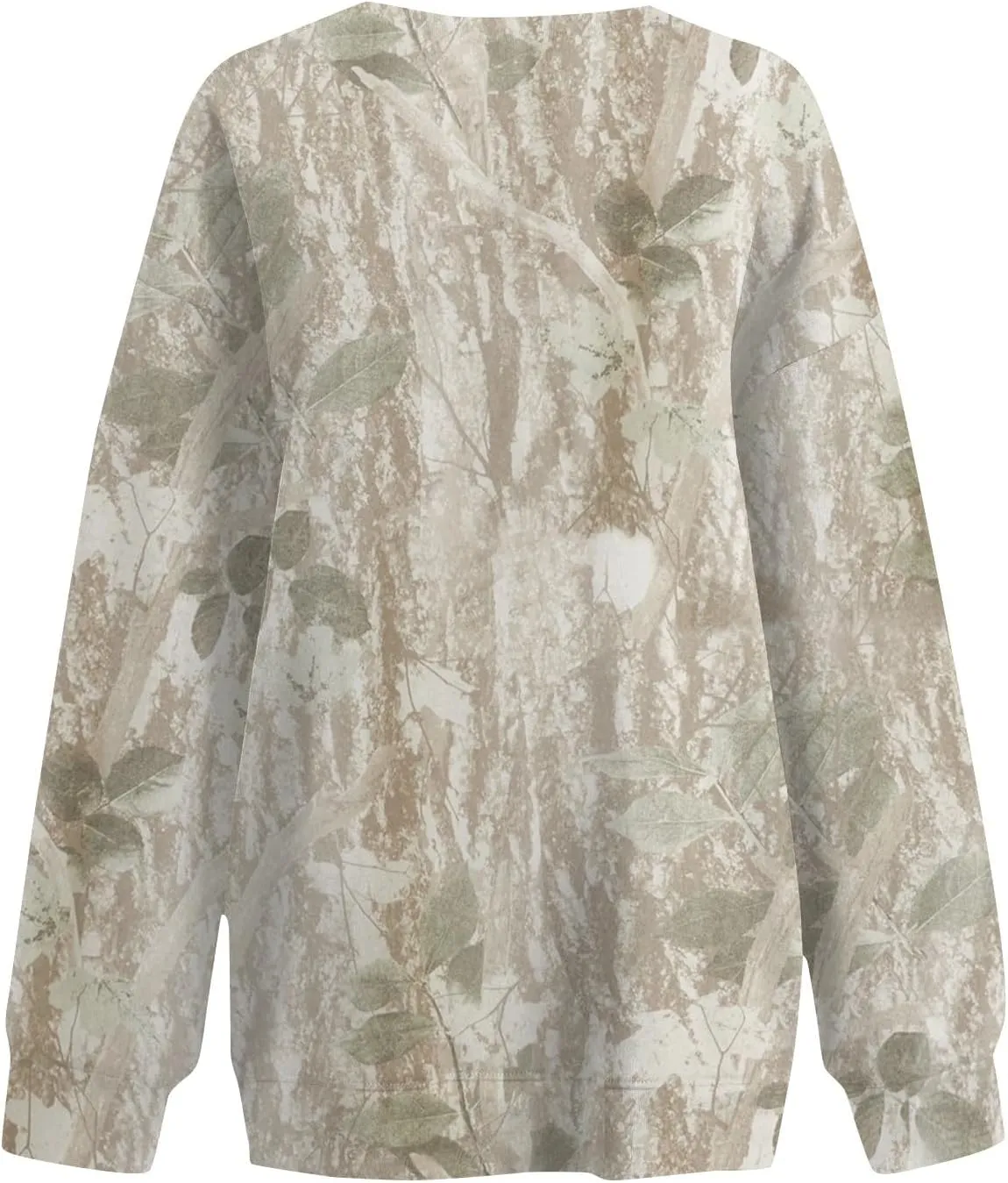 Camo Sweatshirt for Women Oversized Maple Leaf Print Sweatshirts Casual Long Sleeve Camo Crewneck Sweatshirt