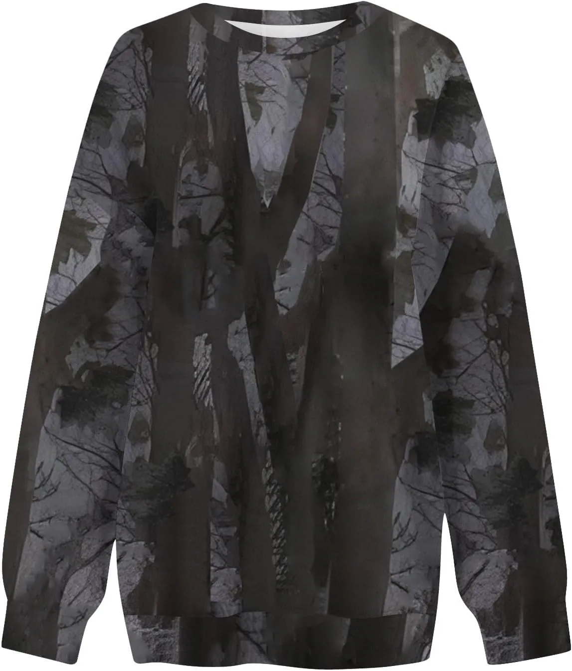 Camo Sweatshirt for Women Oversized Maple Leaf Print Sweatshirts Casual Long Sleeve Camo Crewneck Sweatshirt