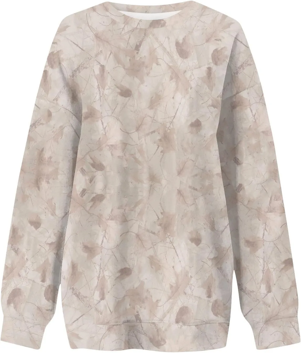 Camo Sweatshirt for Women Oversized Maple Leaf Print Sweatshirts Casual Long Sleeve Camo Crewneck Sweatshirt