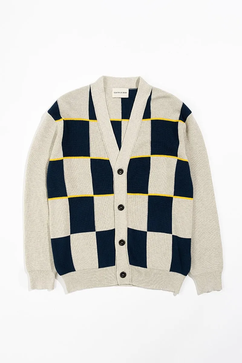 Check Cardi | Cream / Navy