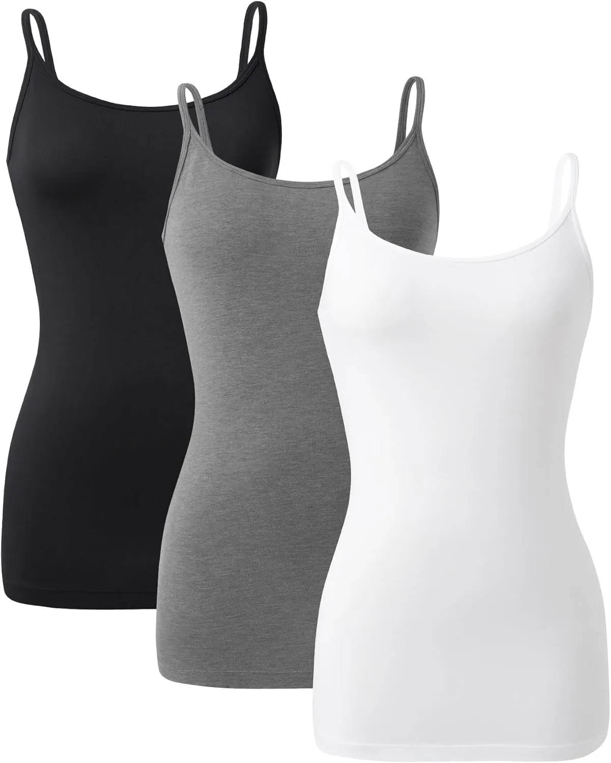 DAVID ARCHY Women's Cotton Camisole Tops Long Tank Top for Women 3 Pack