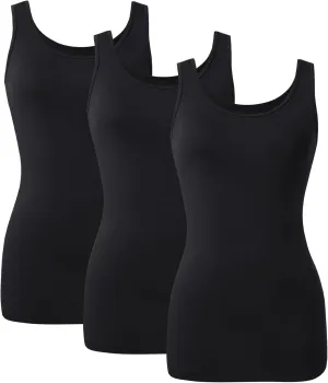 DAVID ARCHY Women's Cotton Camisole Tops Long Tank Top for Women 3 Pack