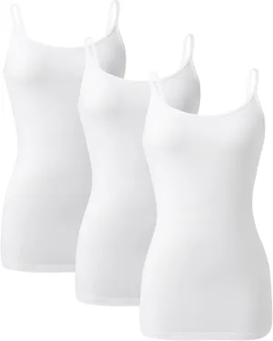 DAVID ARCHY Women's Cotton Camisole Tops Long Tank Top for Women 3 Pack