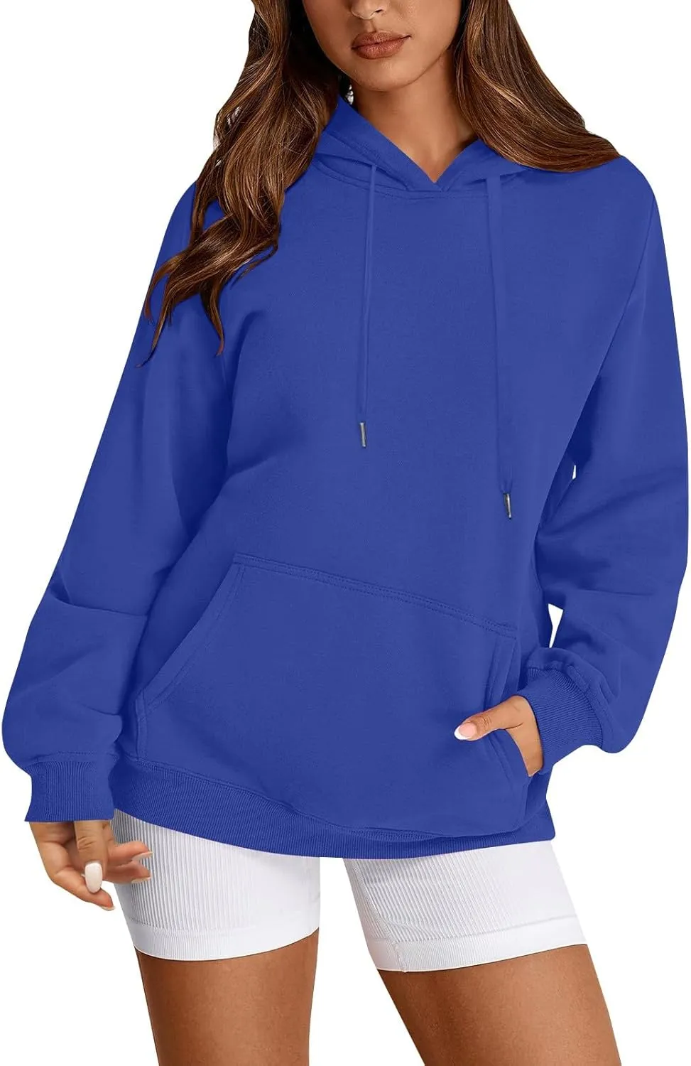 Fleece Hoodies for Women Trendy Lightweight Oversized Sweatshirt Baggy Drawstring Y2K Hoodie Pullover Tops w/Pockets