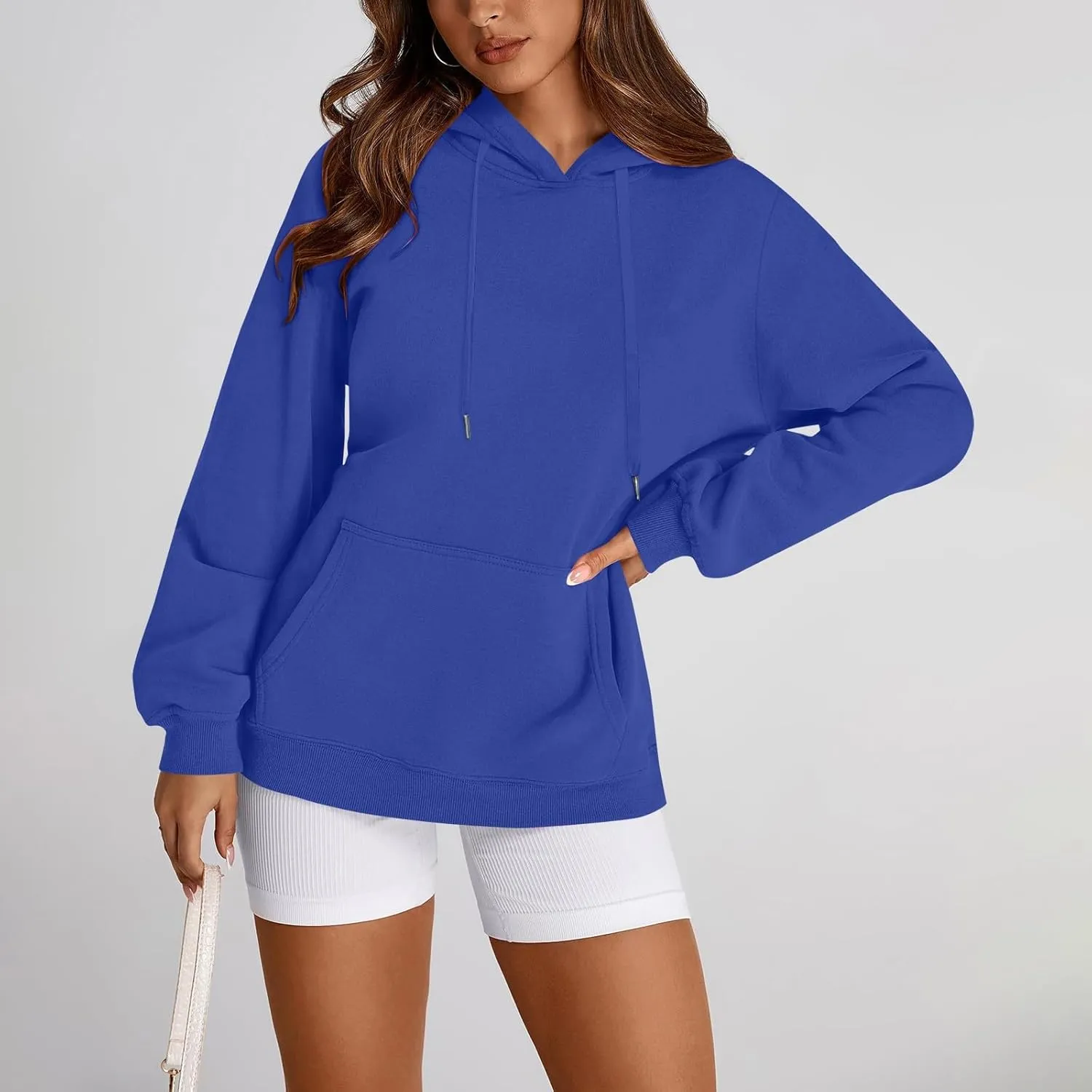 Fleece Hoodies for Women Trendy Lightweight Oversized Sweatshirt Baggy Drawstring Y2K Hoodie Pullover Tops w/Pockets
