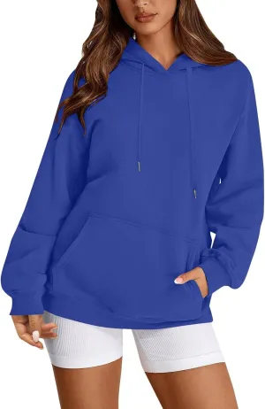 Fleece Hoodies for Women Trendy Lightweight Oversized Sweatshirt Baggy Drawstring Y2K Hoodie Pullover Tops w/Pockets