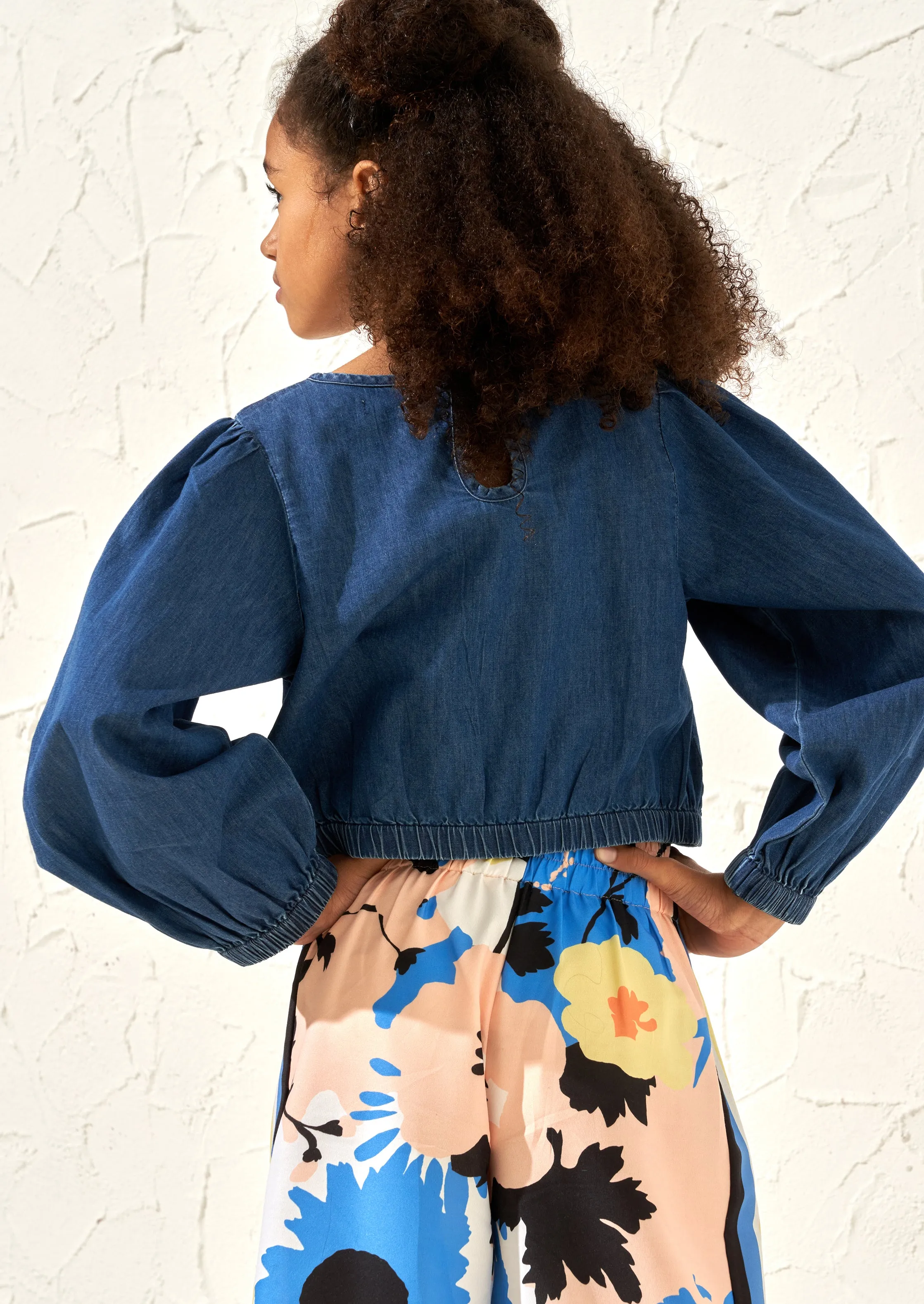 Gia Denim Wrap Top