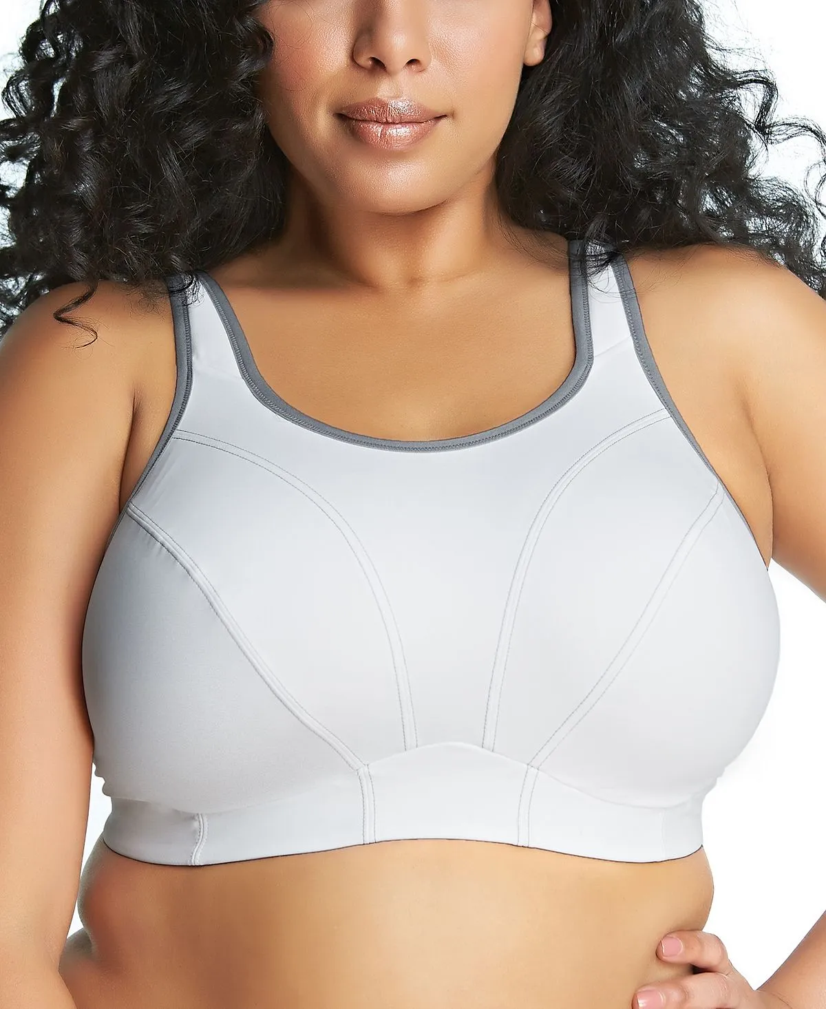 Goddess Plus Size Soft Cup Sports Bra, White