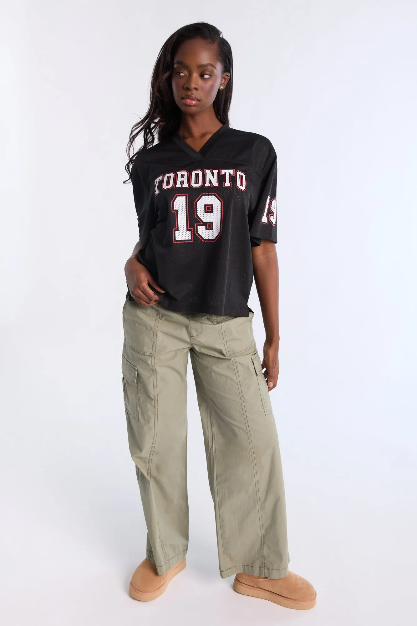 Graphic Short Sleeve V-Neck Mesh Jersey