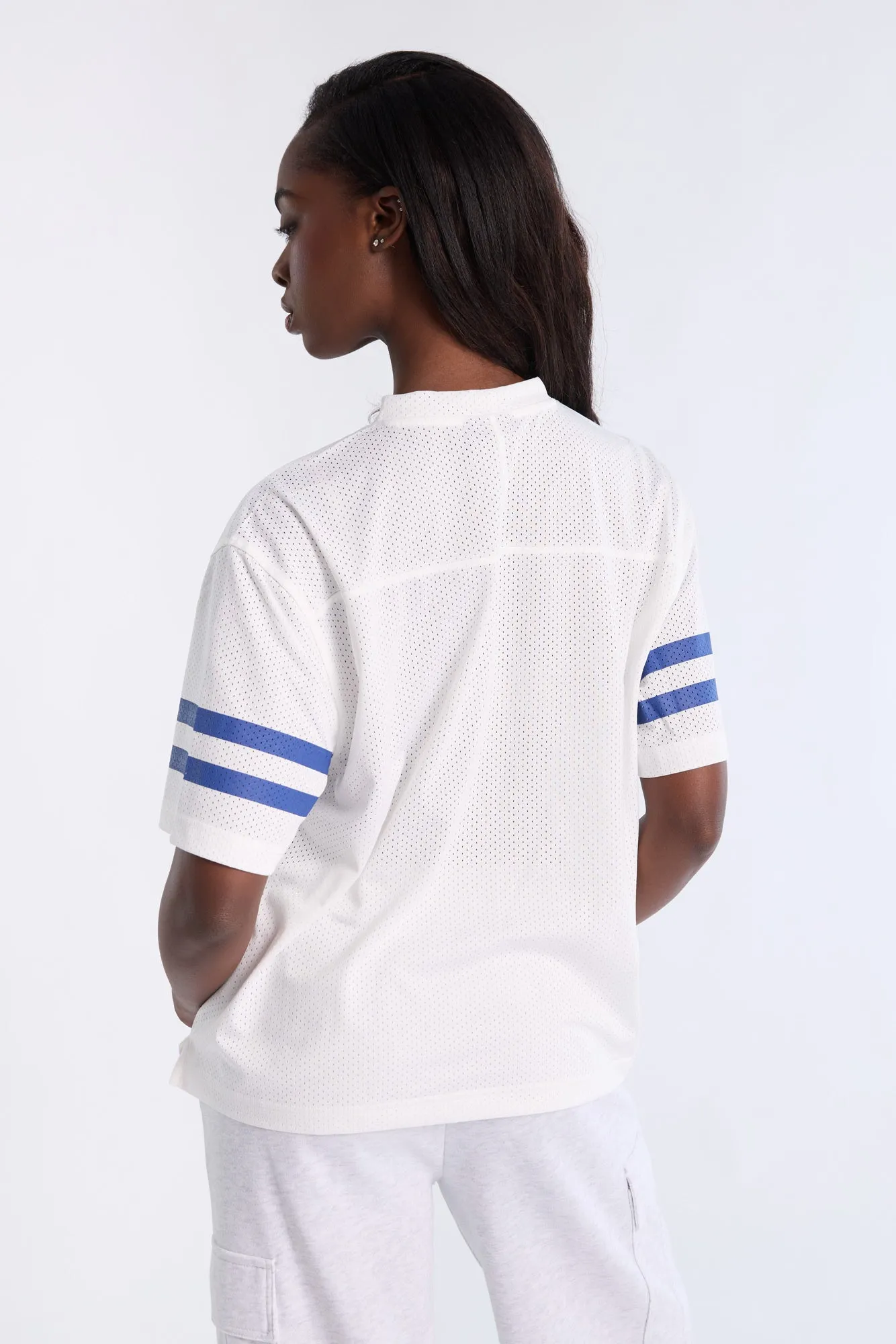 Graphic Short Sleeve V-Neck Mesh Jersey