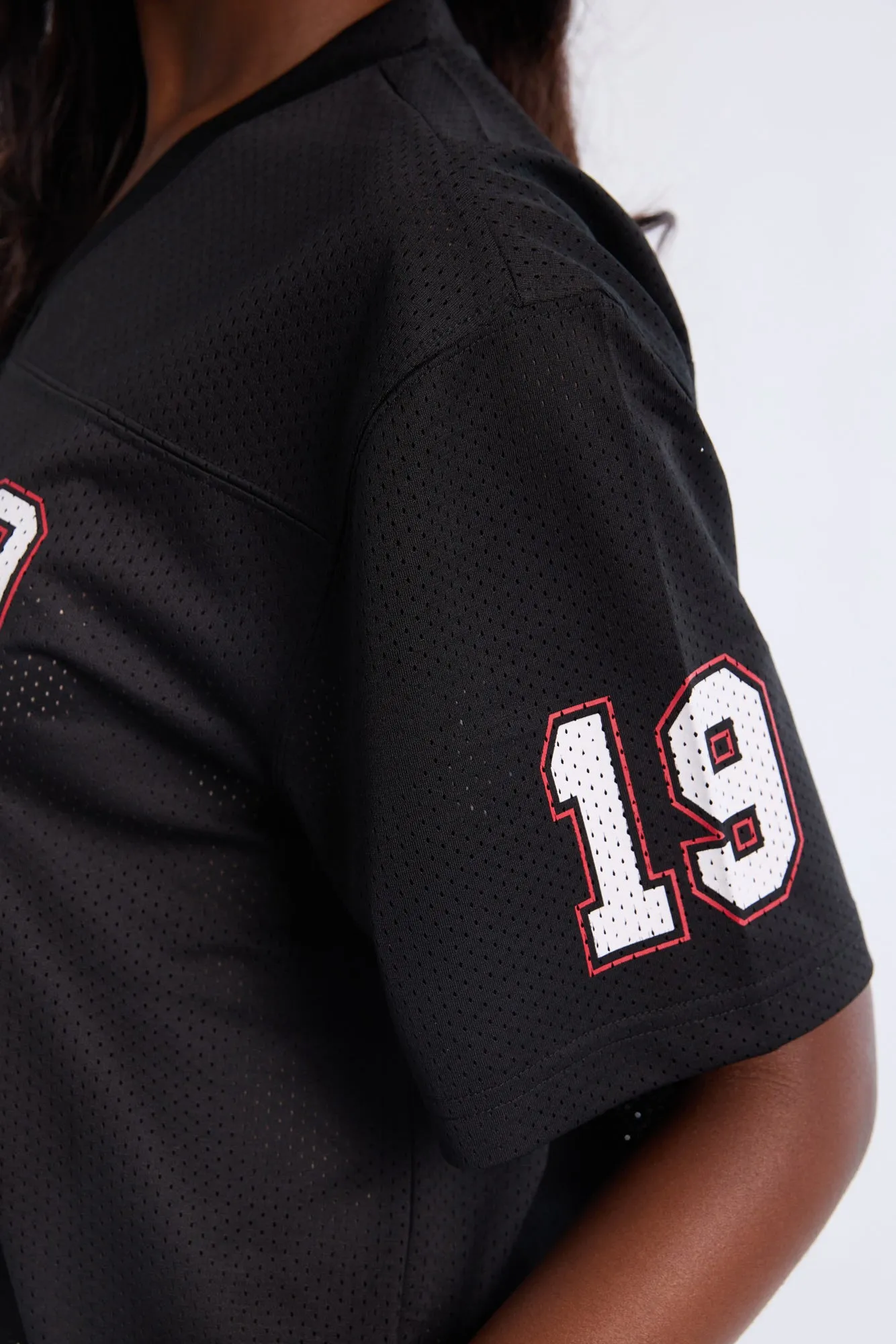 Graphic Short Sleeve V-Neck Mesh Jersey
