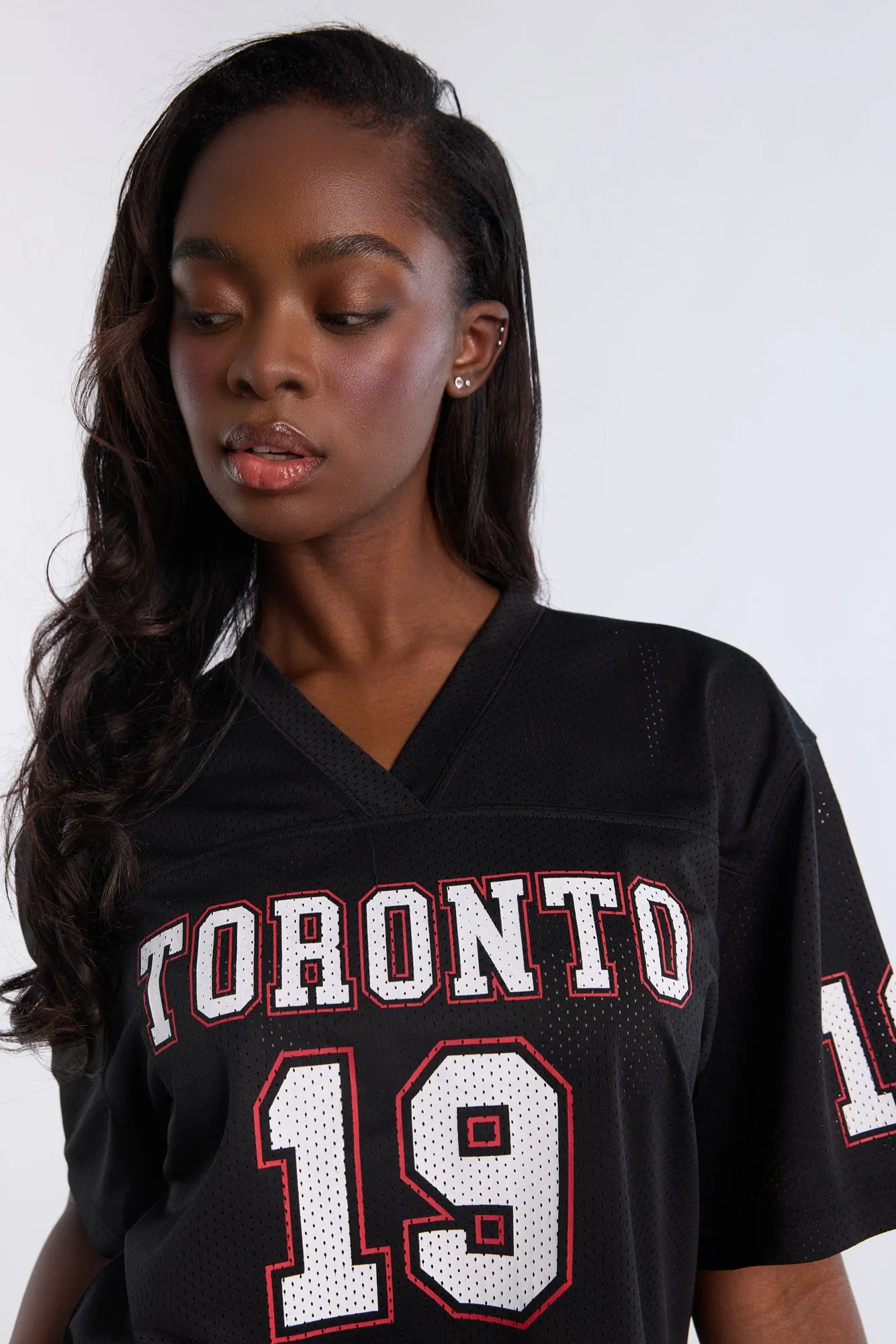 Graphic Short Sleeve V-Neck Mesh Jersey
