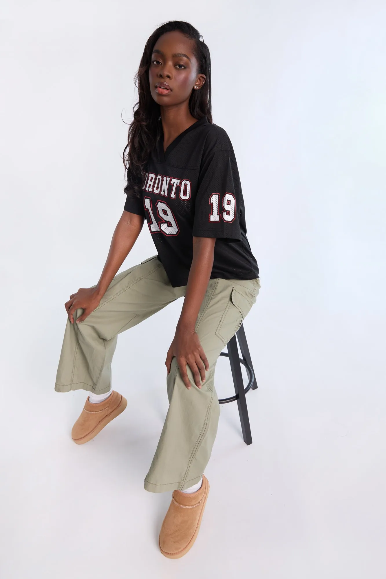 Graphic Short Sleeve V-Neck Mesh Jersey