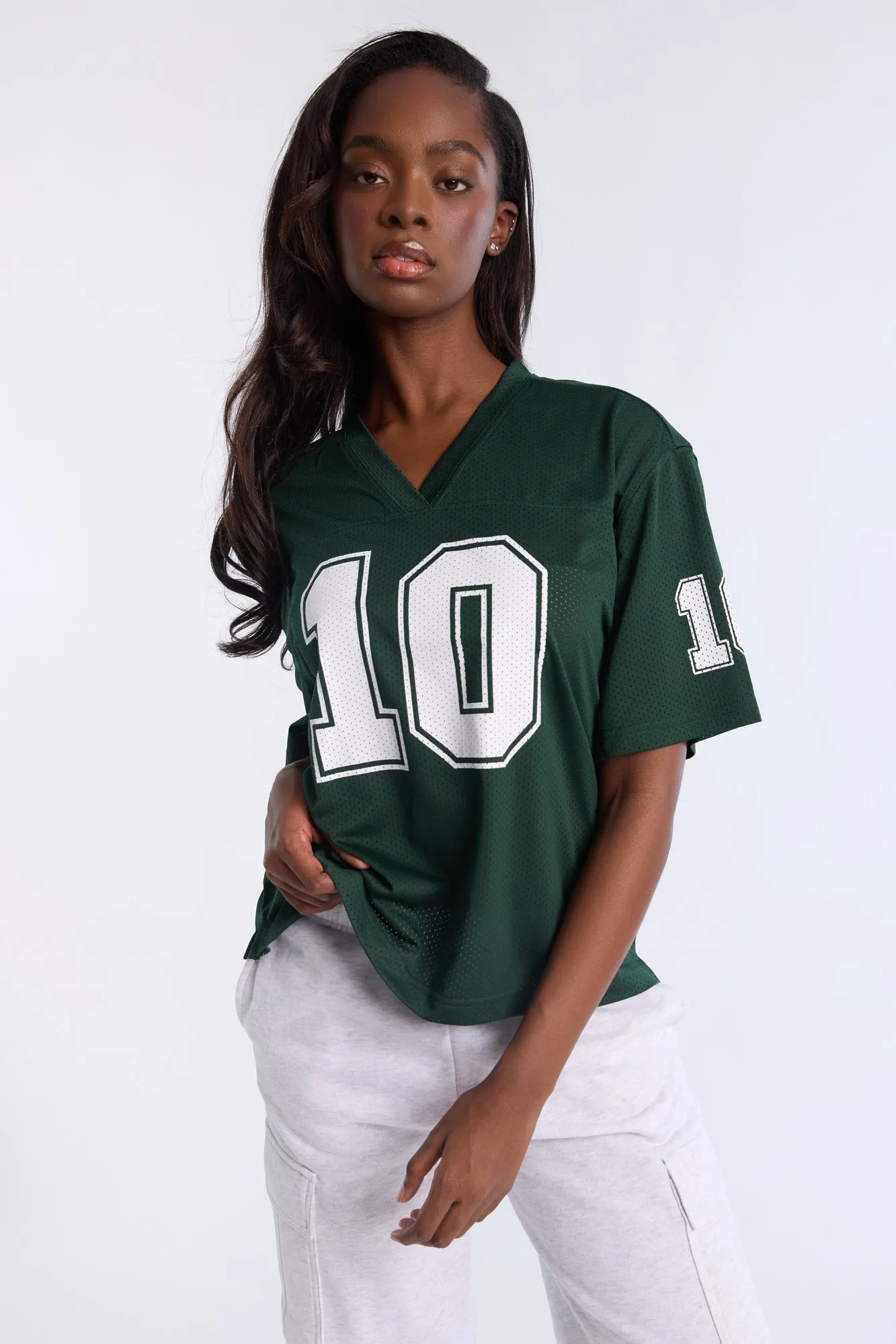 Graphic Short Sleeve V-Neck Mesh Jersey