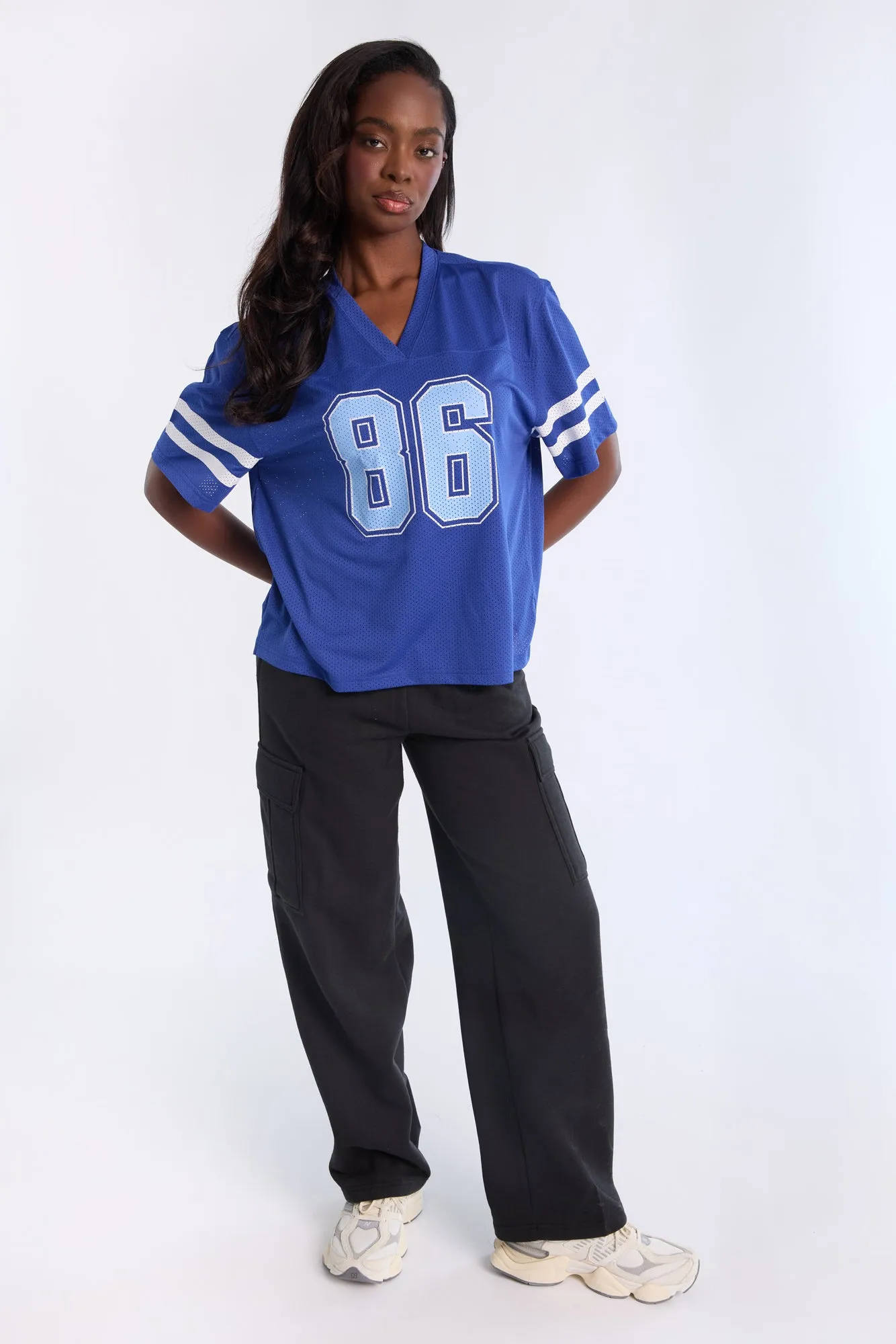 Graphic Short Sleeve V-Neck Mesh Jersey