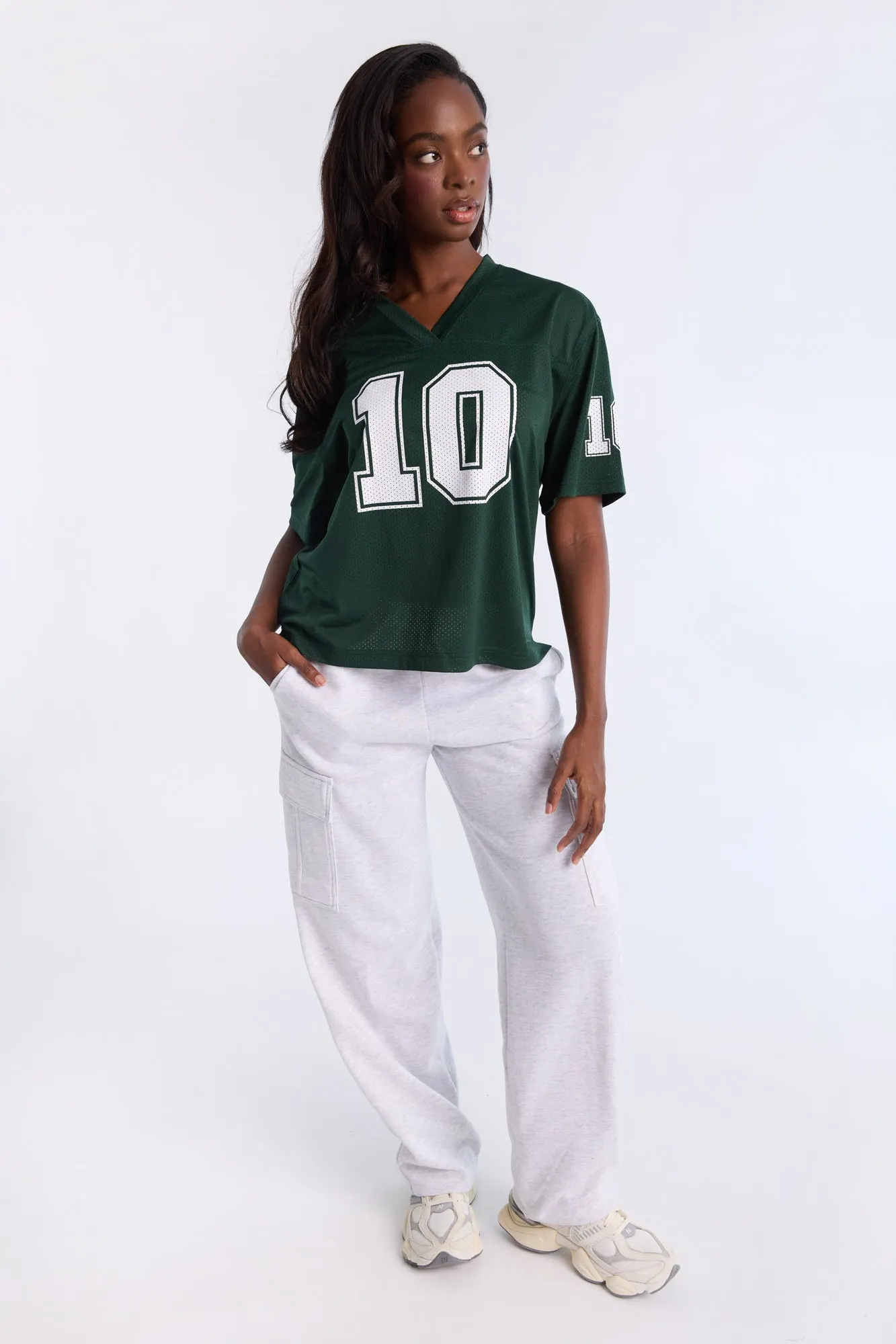Graphic Short Sleeve V-Neck Mesh Jersey