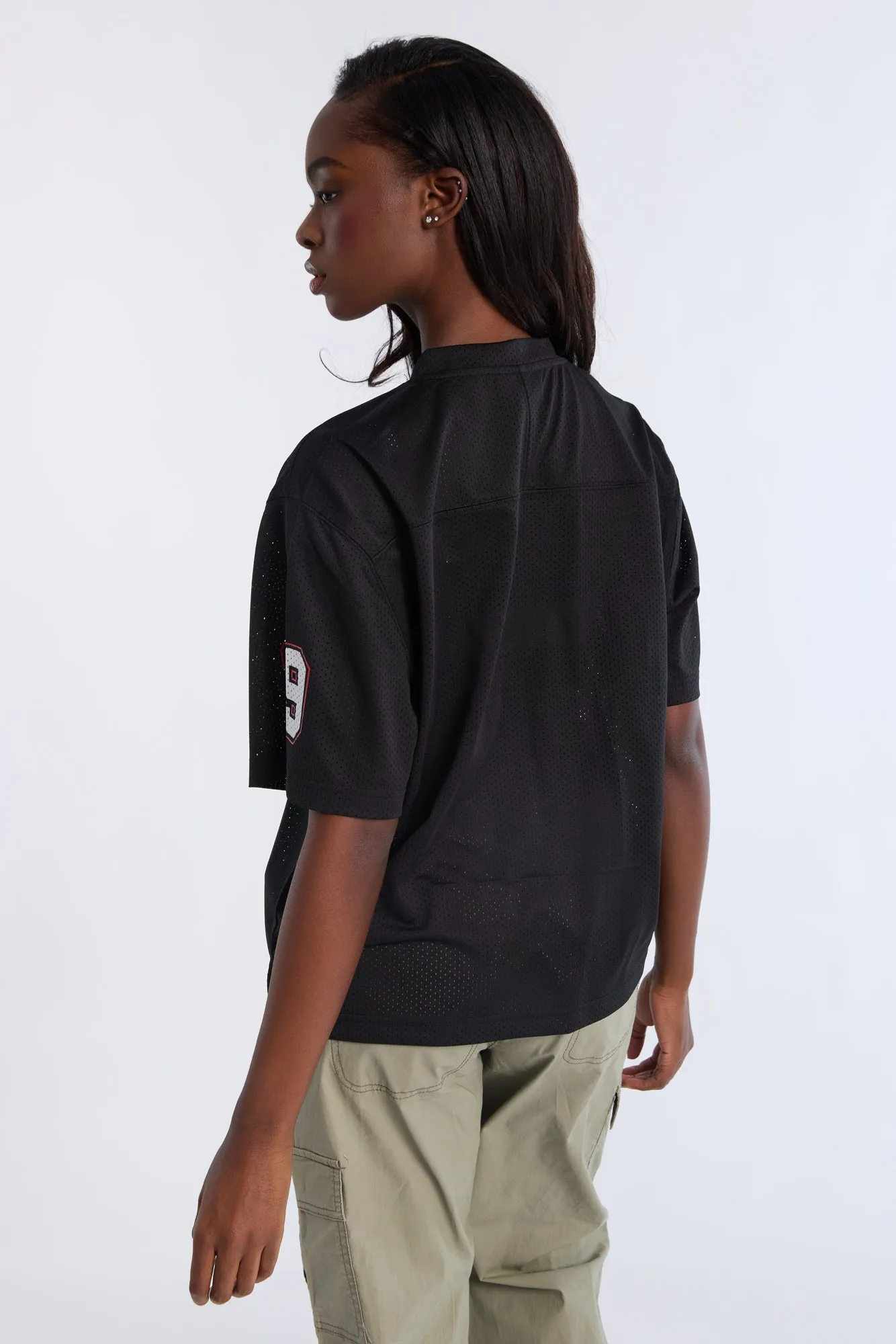Graphic Short Sleeve V-Neck Mesh Jersey