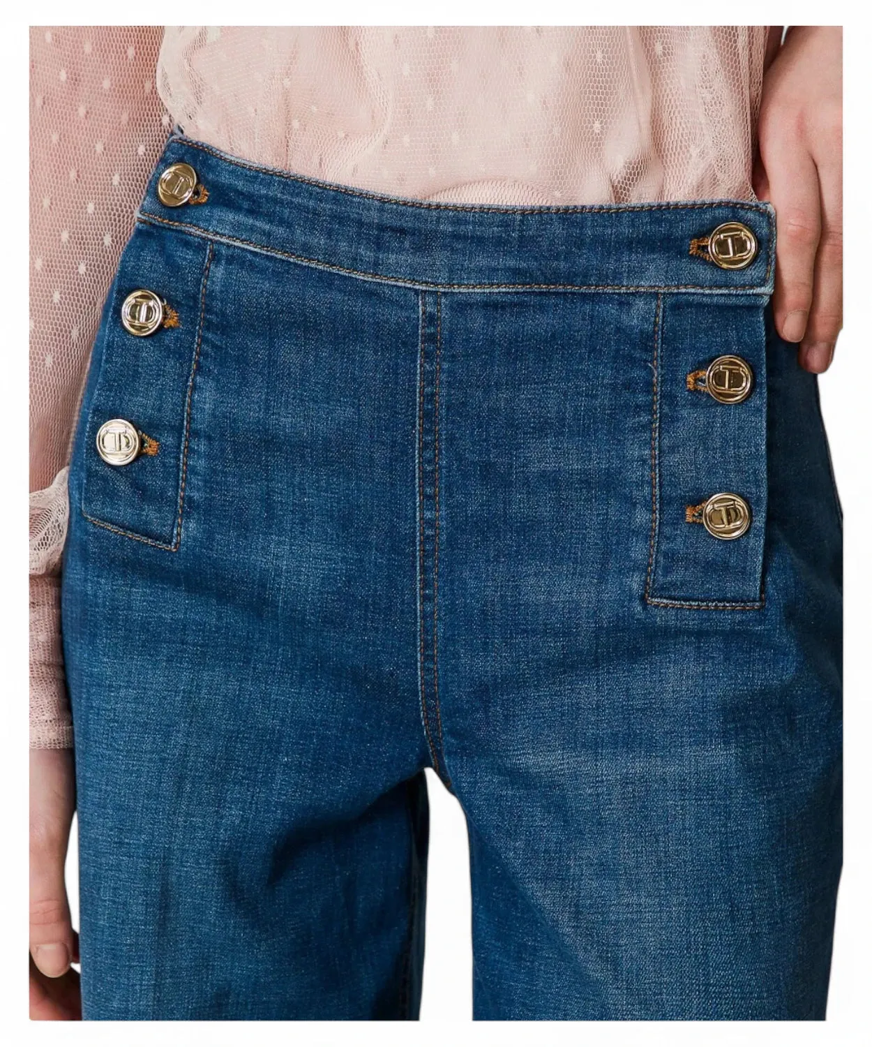 Jeans Flared Twinset con Bottoni Décor