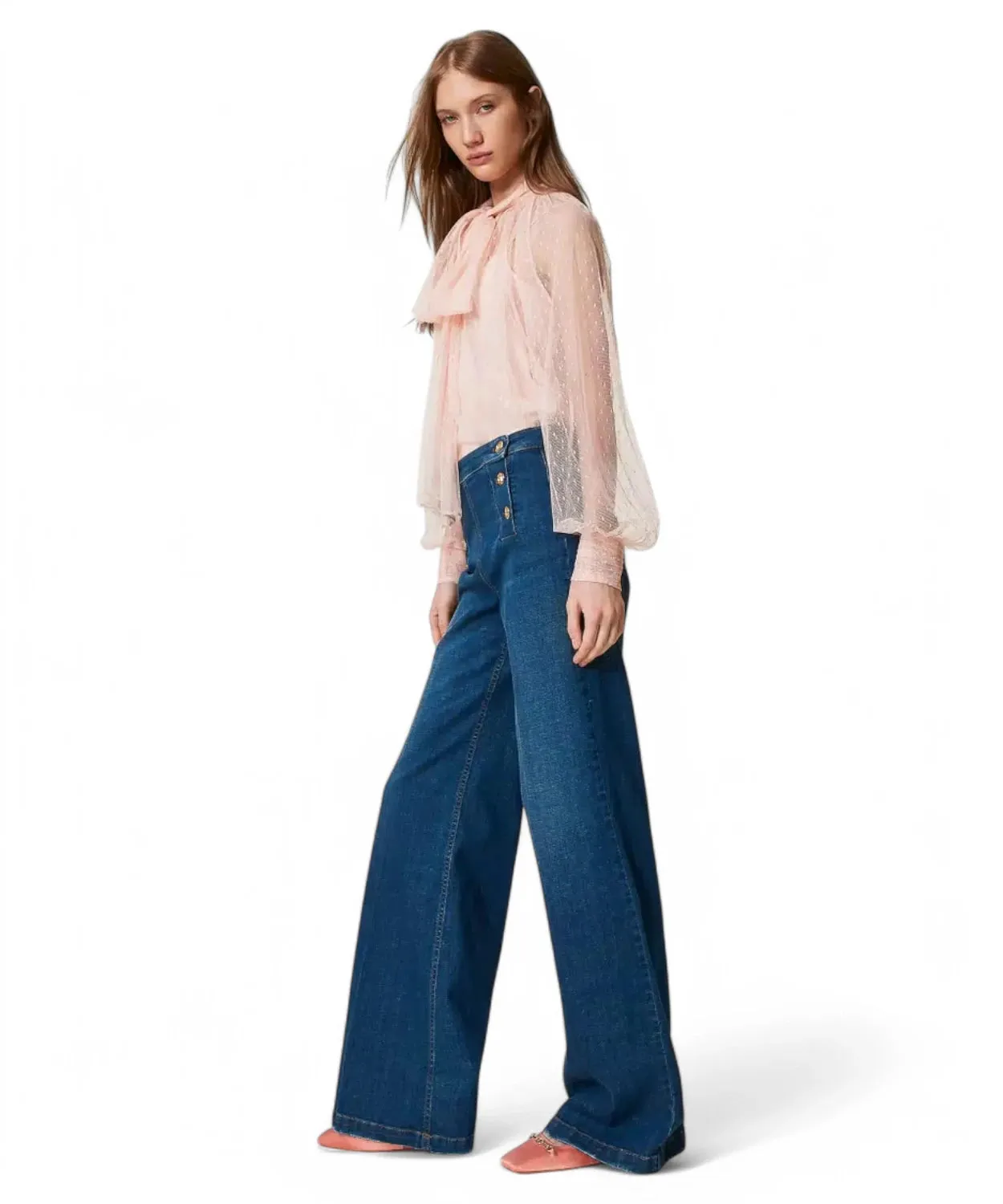 Jeans Flared Twinset con Bottoni Décor