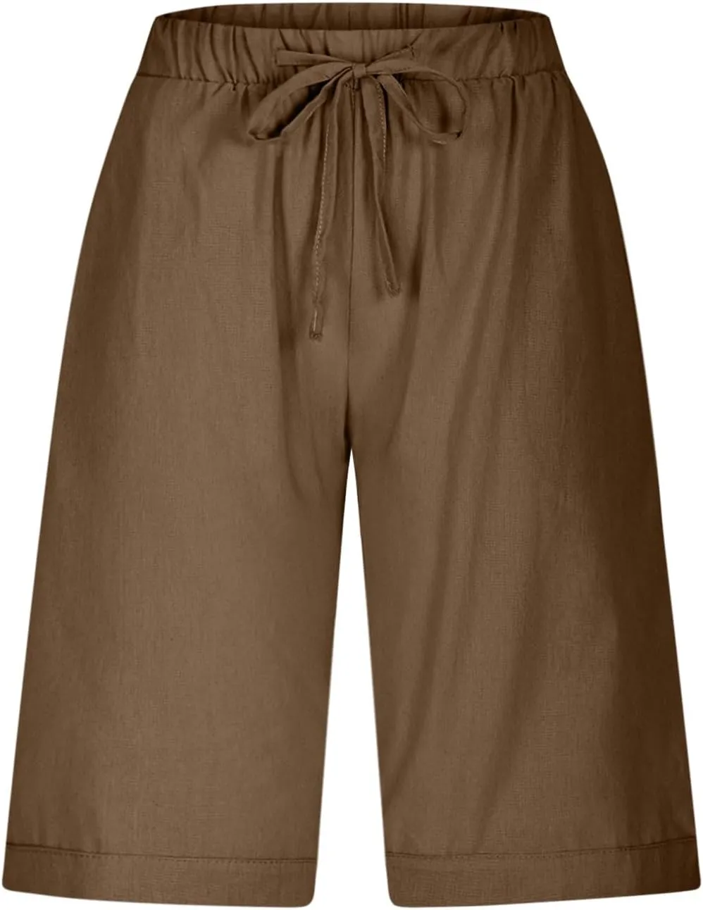 Linen Capri Pants for Women Side Hollow Out Cropped Trousers Casual Summer Capris Drawstring High Waist Wide Leg Pant
