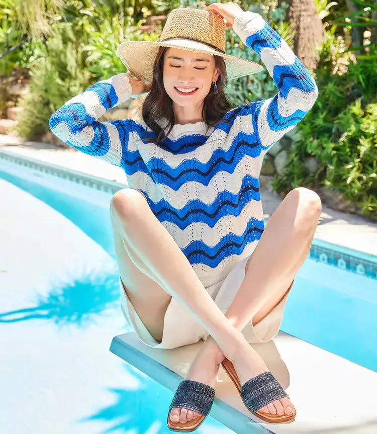 Madigan Multi Color Pointelle Zigzag Sweater - Karen Kane 1L89945