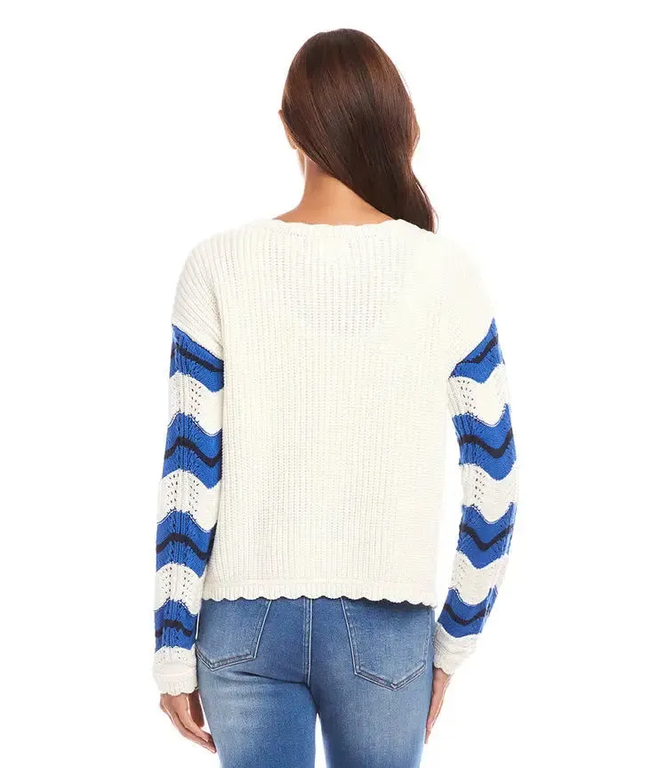 Madigan Multi Color Pointelle Zigzag Sweater - Karen Kane 1L89945