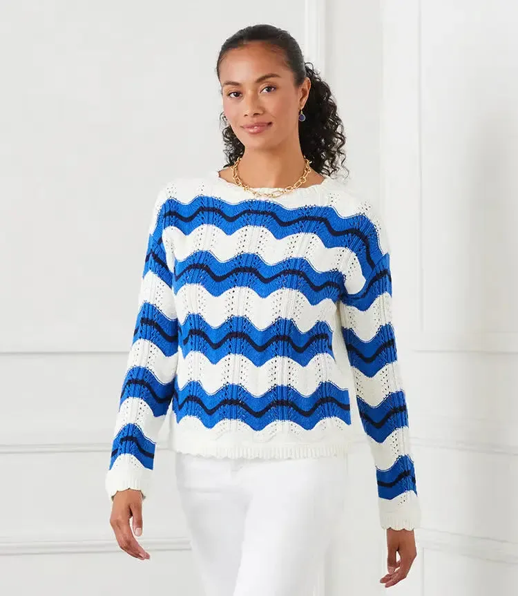 Madigan Multi Color Pointelle Zigzag Sweater - Karen Kane 1L89945