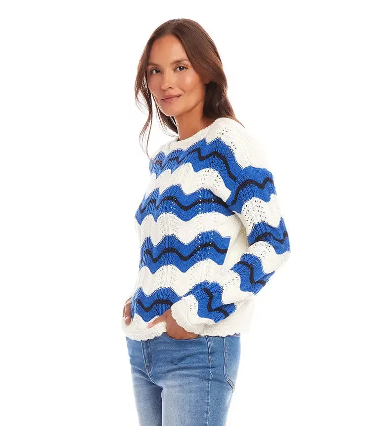 Madigan Multi Color Pointelle Zigzag Sweater - Karen Kane 1L89945